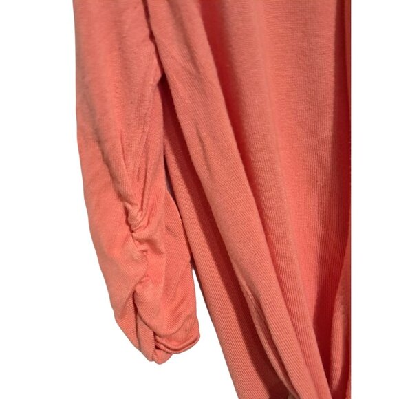 Coral Open-Front Cardigan Sweater 1X Dressbarn Womens Ruched Sleeves Lightweight - Picture 4 of 6